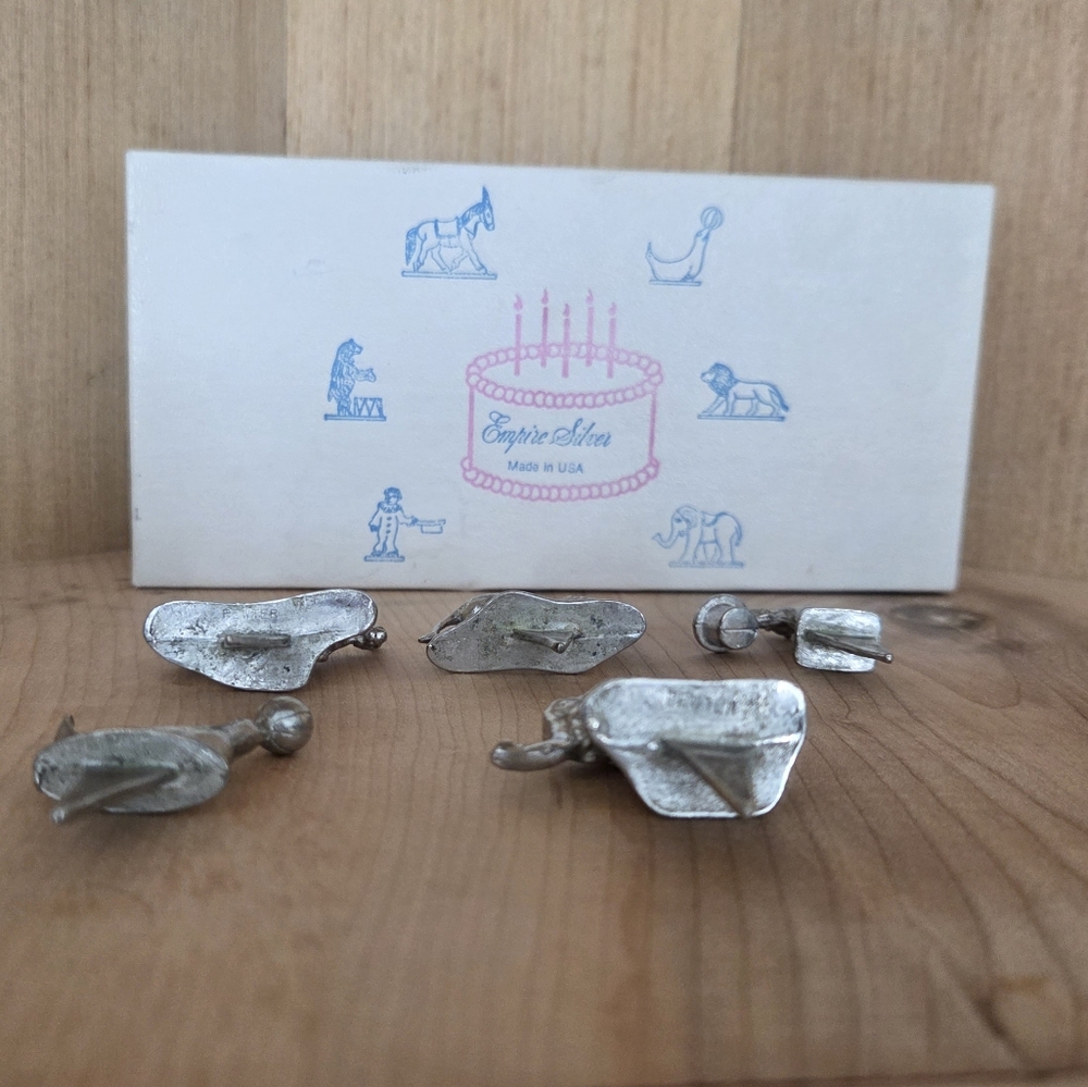 Empire Silver Pewter Circus Birthday Cake Candle Holders - Picture 4 of 9